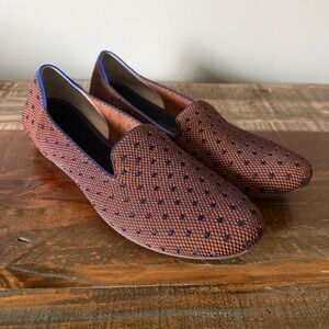 Rothy's The Loafer Sienna Dot Rusty Orange Brown Navy Knit Flats Womens W11.5